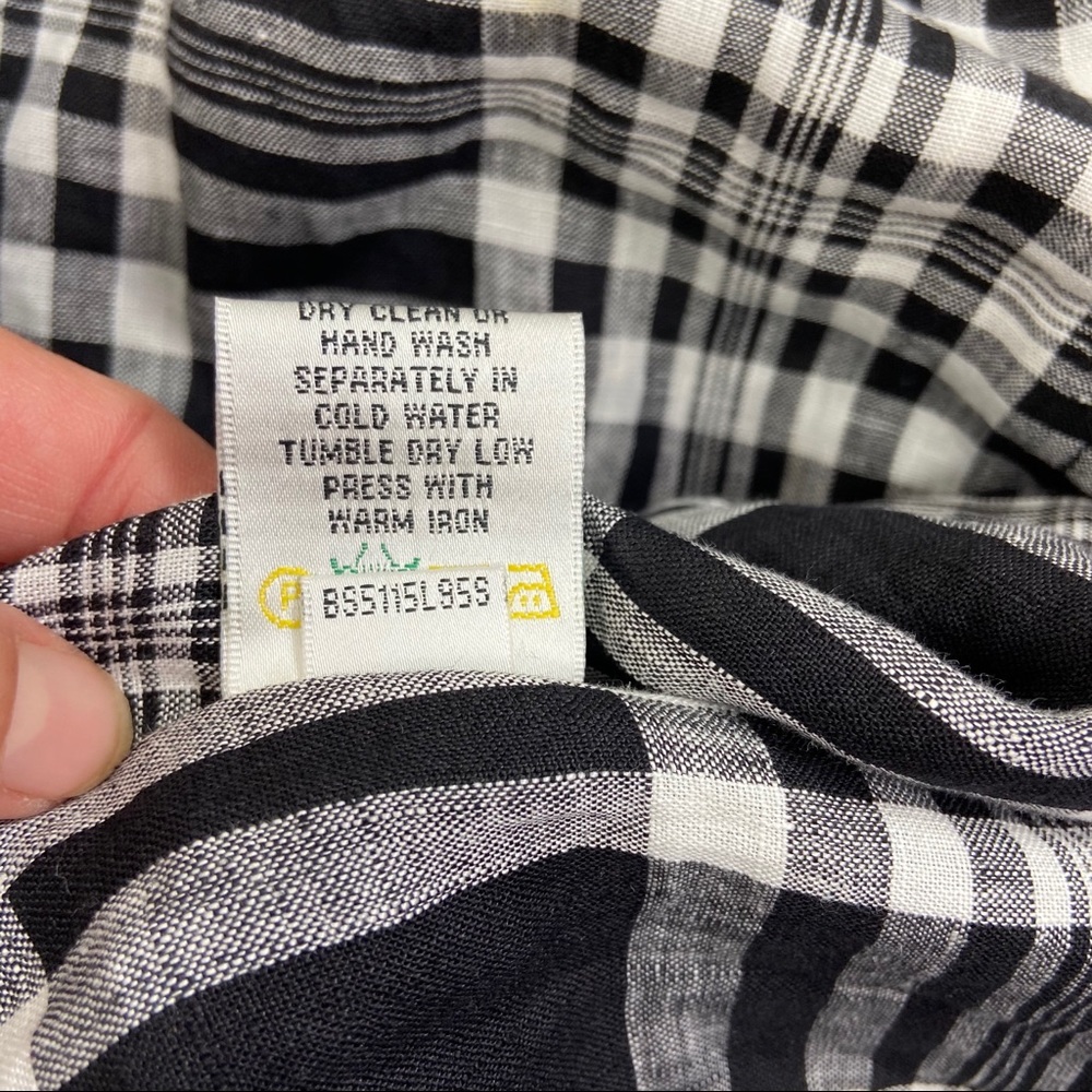 Bugatchi Uomo Blk & white plaid linen button down - Picture 7 of 7